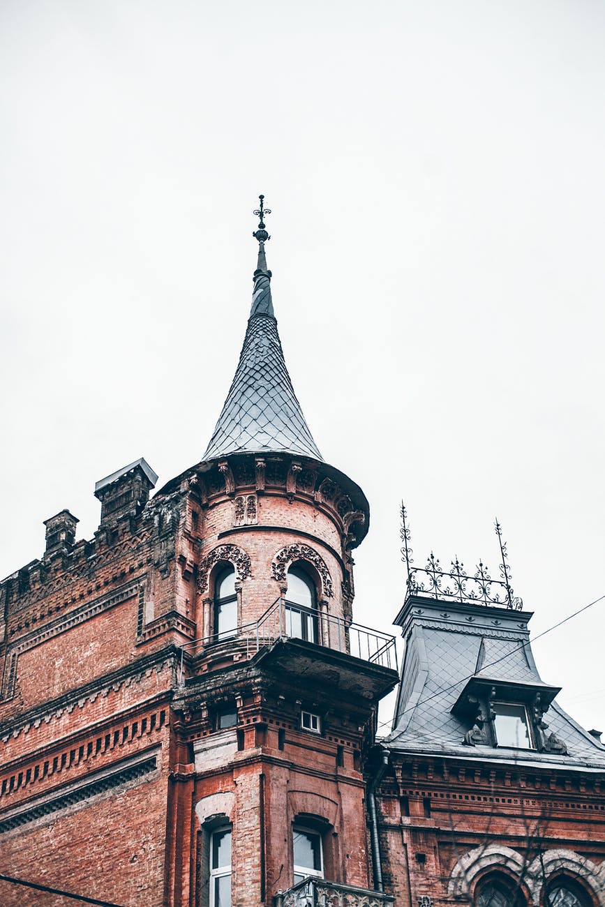 ornamental old caste against overcast sky