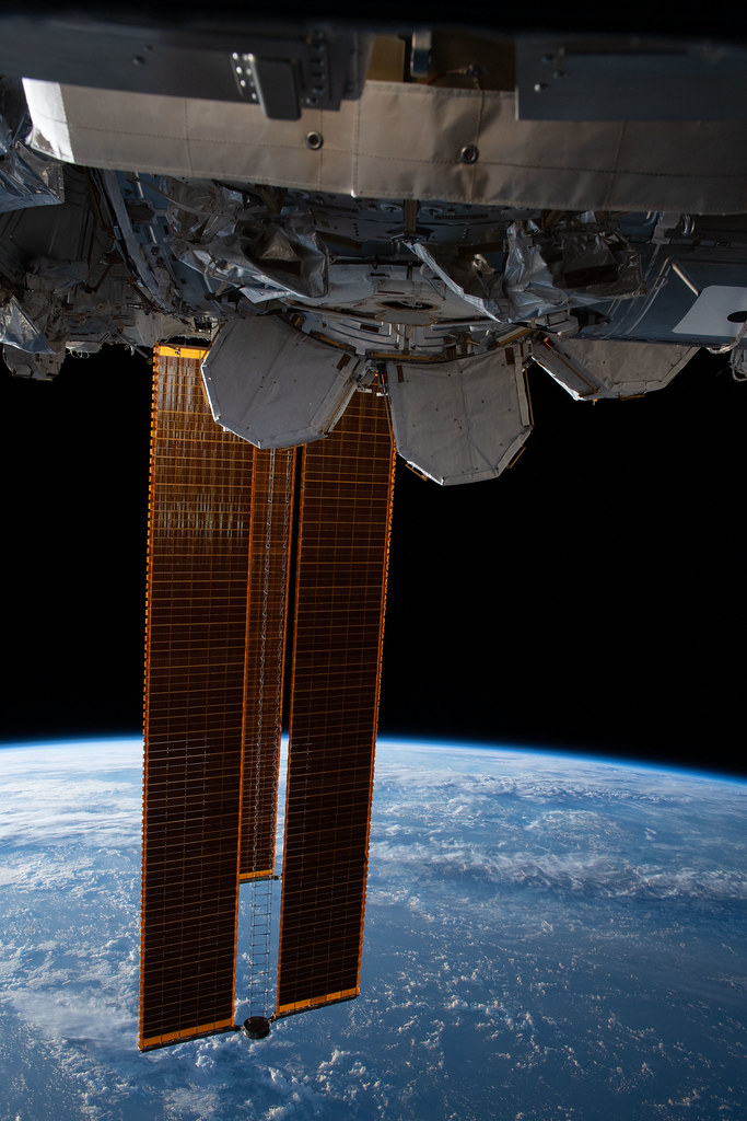The International Space Station above the Pacific Ocean